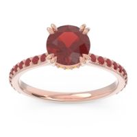 Garnet Ring In 14K Rose Gold With Citrine And Ruby Veda Round Classic Ring