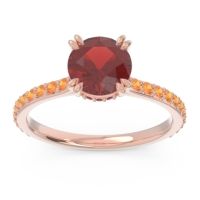 Garnet Ring In 14K Rose Gold With Ruby And Citrine Veda Round Classic Ring