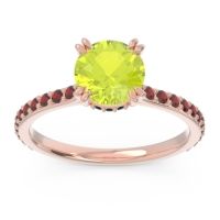 Peridot Ring In 14K Rose Gold With Black Onyx And Garnet Veda Round Classic Ring