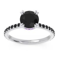 Black Onyx Ring In Platinum With Amethyst Veda Round Classic Ring