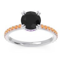Black Onyx Ring In Platinum With Amethyst And Citrine Veda Round Classic Ring