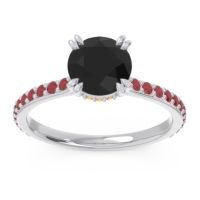 Black Onyx Ring In Palladium With Citrine And Ruby Veda Round Classic Ring