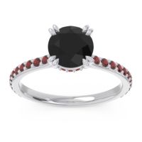 Black Onyx Ring In Palladium With Garnet Veda Round Classic Ring