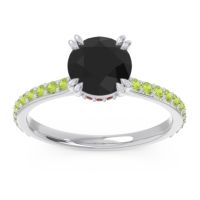 Black Onyx Ring In Palladium With Garnet And Peridot Veda Round Classic Ring