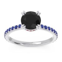 Black Onyx Ring In Palladium With Ruby And Blue Sapphire Veda Round Classic Ring