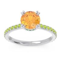 Citrine Ring In Palladium With Emerald And Peridot Veda Round Classic Ring