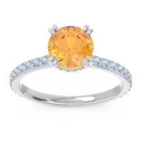 Citrine Ring In 14k White Gold With Peridot And Aquamarine Veda Round Classic Ring
