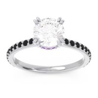 Diamond Ring In Palladium With Amethyst And Black Onyx Veda Round Classic Ring