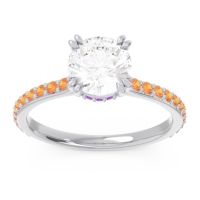 Diamond Ring In Palladium With Amethyst And Citrine Veda Round Classic Ring
