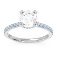 Diamond Ring In 14k White Gold With Aquamarine Veda Round Classic Ring