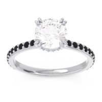Diamond Ring In 18k White Gold With Aquamarine And Black Onyx Veda Round Classic Ring