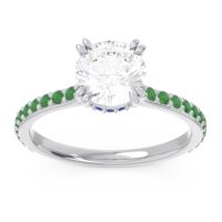 Diamond Ring In Palladium With Blue Sapphire And Emerald Veda Round Classic Ring