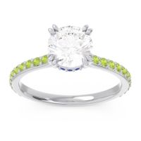 Diamond Ring In Palladium With Blue Sapphire And Peridot Veda Round Classic Ring