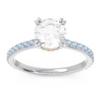 Diamond Ring In Palladium With Citrine And Aquamarine Veda Round Classic Ring