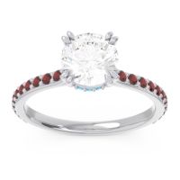 Diamond Ring In Palladium With Swiss Blue Topaz And Garnet Veda Round Classic Ring