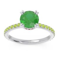 Lab Emerald Ring In Palladium With Garnet And Peridot Veda Round Classic Ring