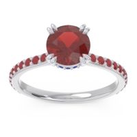 Garnet Ring In 14k White Gold With Blue Sapphire And Ruby Veda Round Classic Ring