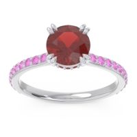 Garnet Ring In Palladium With Pink Tourmaline Veda Round Classic Ring
