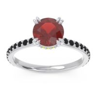 Garnet Ring In Palladium With Peridot And Black Onyx Veda Round Classic Ring