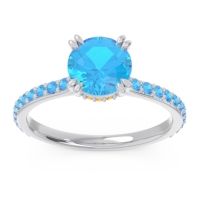 Swiss Blue Topaz Ring In Palladium With Citrine Veda Round Classic Ring