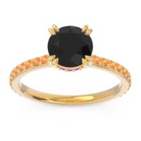 Black Onyx Ring In 18k Yellow Gold With Amethyst And Citrine Veda Round Classic Ring