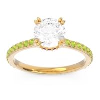 Diamond Ring In 14k Yellow Gold With Garnet And Peridot Veda Round Classic Ring