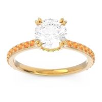 Diamond Ring In 18k Yellow Gold With Peridot And Citrine Veda Round Classic Ring