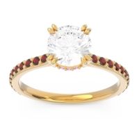 Diamond Ring In 14k Yellow Gold With Pink Tourmaline And Garnet Veda Round Classic Ring