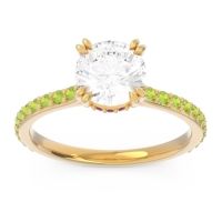 Diamond Ring In 18k Yellow Gold With Ruby And Peridot Veda Round Classic Ring