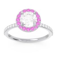 Lab Diamond Ring In Palladium With Pink Tourmaline Citraka Round Halo Ring
