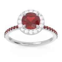 Garnet Ring In Palladium With Diamond Citraka Round Halo Ring