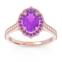 Halo Milgrain Pave Oval Kothari Ring