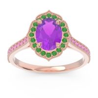 Halo Milgrain Pave Oval Kothari Ring