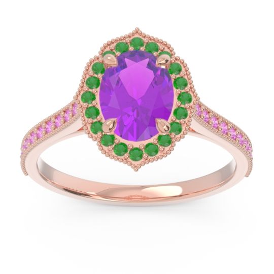 Halo Milgrain Pave Oval Kothari Ring