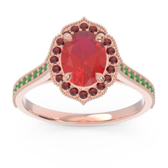 Halo Milgrain Pave Oval Kothari Ring