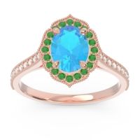 Halo Milgrain Pave Oval Kothari Ring