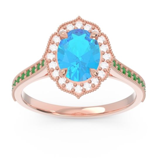 Halo Milgrain Pave Oval Kothari Ring