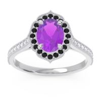 Halo Milgrain Pave Oval Kothari Ring