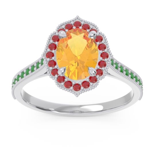 Halo Milgrain Pave Oval Kothari Ring