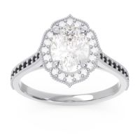 Diamond Ring In 14k White Gold With Black Onyx Kothari Oval Halo Ring