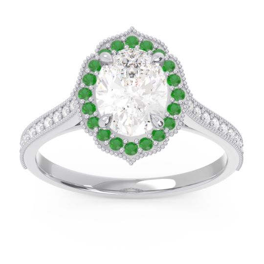 Halo Milgrain Pave Oval Kothari Ring