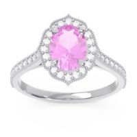 Halo Milgrain Pave Oval Kothari Ring