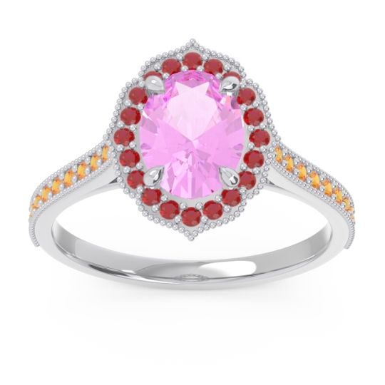 Halo Milgrain Pave Oval Kothari Ring