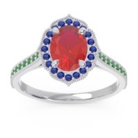 Halo Milgrain Pave Oval Kothari Ring