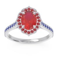 Halo Milgrain Pave Oval Kothari Ring