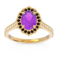 Halo Milgrain Pave Oval Kothari Ring