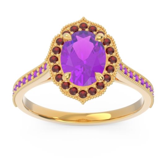 Halo Milgrain Pave Oval Kothari Ring