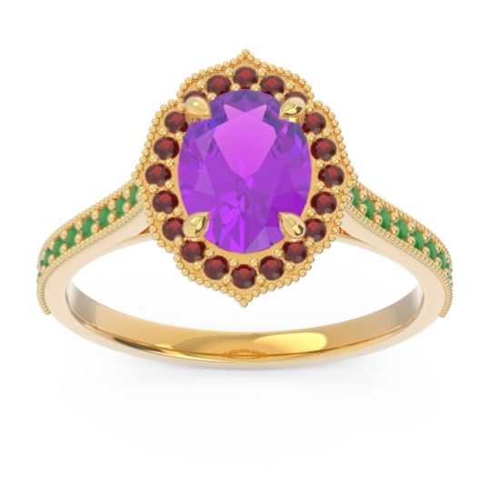 Halo Milgrain Pave Oval Kothari Ring