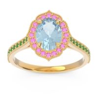 Halo Milgrain Pave Oval Kothari Ring