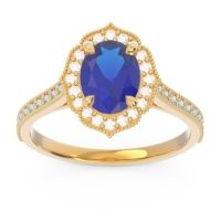 Halo Milgrain Pave Oval Kothari Ring